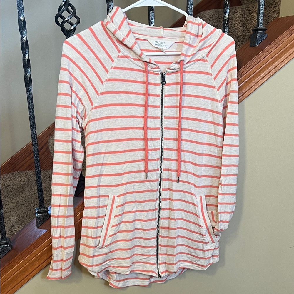 Market & Spruce Coral and Cream Striped Top